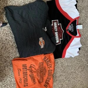 3 women’s Harley tops 1 hoodie, 2 short sleeve